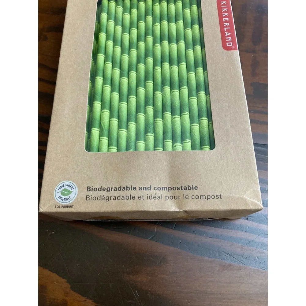 Kikkerland Bamboo Paper Straws Biogradeable Compostable - New in Package